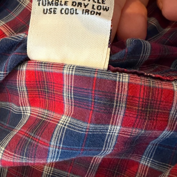 Billy Reid Heirloom Men’s Long Sleeve Red White Blue Plaid Button Down Shirt16.5 - Picture 7 of 8